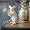 현대 미술 귀여운 흰색 블랙 골드 수지 동물 쥐 마우스 테이블 램프 조명 블랙 골드 동물 마우스 데스크 램프 키즈 039 선물 사랑 5938225