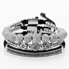 3pcs set couple bracelet stainless steel beads crown for lovers bracelets for women men luxury jewelry man pulseira Gift Valentine275Y