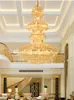 Lampadari di cristallo moderni Apparecchi di illuminazione Lampadario dorato americano Lampade a LED Euorpean Hotel Lobby Hall Stairway Home Inoodr Lighting