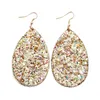 2018 Boucles d'oreilles goutte de paillettes en cuir PU chaud Personnalité simple boucle d'oreille Europe États-Unis goujon de mode super brillant pour filles femmes multicolores