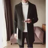 S-5XL Mäns Solid Färg Ull Coat England Middle Long Coats Jackor Slim Fit Male Homme Vinter Overcoat Woolen Coat Koreansk