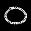 Free ship! 8MM square buckle side brace 925 silver bracelet JSPB227,Beast gift men and women sterling silver plated Chain link bracelets