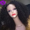 Hotselling korte afro kinky krullende synthetische pruiken voor zwarte vrouwen 180Densheid kant natuurlijke haarpruiken met baby haar geblazen knopen