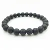 8mm Natural Preto Lava Pedra Bead Bracelet Pulseira de Difusor de Óleo Essencial Pulseira de Rocha Vulcânica Frisado