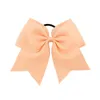 100pcs 8 Inch Large Solid Cheerleading Ribbon Bows Grosgrain Cheer Bows Tie With Elastic Band/Girls Rubber Hair Band Beautiful