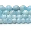 8mm naturlig aquamarine sten rund lös spacer pärlor för smycken gör armband halsband 15inches / sträng 6/8/10 / 12mm plocka storlek