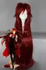 Longue perruque de costume de cosplay rouge foncé pour jouer un rôle Grell Sutcliff Black Butler