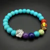 Drop Shipping Antique Silver Cute Dog Bracelet 7 Color Chakra Healing  Lava Braclet For Women Men Yoga Meditation