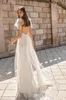 2023 Elegant Mermaid Wedding Dresses V Neck Lace Backless Bridal Gowns High Slit See Through Trumpet Customized Beach Vestidos De 2424679