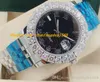 Lüks İzle Erkek 44mm Siyah Roma Dial Büyük Elmas Çerçeve Safir Otomatik Moda Marka erkek Izle Kol Saati