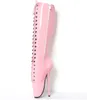 18cm / 7 "Women Spike High Heels Fetish Ballett Stövlar Lace-up Pink Man Sexy BDSM Cosplay Skor Unisex Knä High Boots Boot Plus Storlek