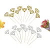 10Pc/bag Wedding Cake Topper Decor Gold Glitter Diamond Crown Cupcake Toppers Wedding Ceremony Birthday Party Supplie