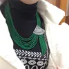 Hot Sell Natural 2x4mm Green Stone Fan Form Micro Inlay Zircon Clasp Tassel Halsband Lång 45-65cm Sweater Chain Fashion Smycken