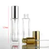 Botella de vidrio rociador de niebla de perfume cuadrado transparente vacío de 20ml, atomizador de vidrio de bomba de aerosol de configuración de maquillaje de perfumes transparentes de 20cc