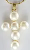 collar con colgante de cruz de perla tallada de agua dulce blanca de 7-8 mm