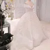 Glamouröse Spitze Ballkleid Brautkleider Schulterfrei Perlen Applikationen Brautkleider Dubai Gericht Zug Vestidos De Novia S s