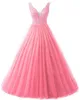 2020 Ny Ball Gown V-Neck Quinceanera Klänningar 15 år Sexig Off-Shoulder Crystal Beading Formell Party Gown Vestidos DE 16 ANOS QC1259