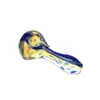 Pipe à cuillère en verre mini à rayures bleues scintillantes - Pipe à fumer compacte