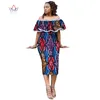 Afrikanska klänningar för kvinnor African Style Print Plus Size Party Ruffled Dresses Ladies Sexy Club Dress Off ska wy1868