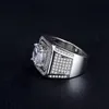 New Hiphip Full Diamond Ringar för Mens Kvinnors Toppkvalitet Fashaion Hip Hop Tillbehör Cryptal Gems 925 Silver Ring Mäns Ring