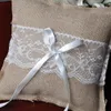 Wedding Ring Pillow Cushion Vintage Burlap Lace Decoration For Bridal Party Ceremony Pocket MYDING329f