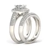 Mode-sieraden Dames Verlovingsring PAVE SET 138 STKS CZ Geboortestones Ring 14Kt White Gold GF Wedding Band Ring Set