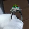 Venta al por mayor nupcial anillo de plata de ley 925 colorido Ammolite piedra de ópalo anillo de compromiso anillos de boda para las mujeres joyería única