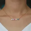 2018 Yeni moda renkli elmas taklidi çubuğu kolye asılı kısımlar geometri gökkuşağı cz gerdanlık kolye kadın beyanı takı toptan