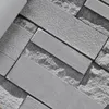 Modern Stacked brick 3d stone wallpaper roll grey brick wall background for living room pvc wall paper stereoscopic look231C