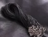 100 pezzi 45 cm lunghezza 2 mm collana in pelle di gomma nera corda per perline, catena di estensione da 1,8 pollici, chiusura a moschettone 12x7 mm, cordoncino per perline