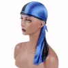 cheap New Fashion Men's double color Satin Durags Bandanna Turban Wigs Men Silky Durag Headwear Headband Pirate Hat Boy 6 colors