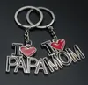 I LOVE PAPA MOM Keychains Key Ring Heart Keychain Mother's Father's