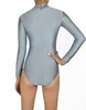 Dames Grijze Gymnastiek Mailloters Ballet Dans Meuters Volwassen Lycra Spandex Badpak Zip Stretch Dancewear Ballet Pakken