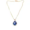 Romantisk Sapphire Diamonds Crystal Heart Hänge Halsband för kvinnor Tjejer Chokers Necklaces Clavicle Chain 18K guldpläterade smycken gåvor