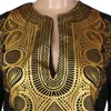 Riche Bazin African Clothing New African Dashiki Style National Wind Druk Drukowanie V-Neck Długi Rękaw Męska T-Shirt Plus Size