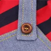 Summer Denim Pet Dog Jumpsuit Clothes Cool Puppy Cotton Striped Jacket With Denim Overalls Dog Four Legs Jeans Leisure