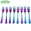 Jankng Rainbow позолоченное красочное зеркало из нержавеющей стай из нержавеющей стай из нержавеющей стайные вилки пищевые выбора настольные вилки десерт вилка для вилки посуда