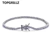 Topgrillz hip hop 2 mm hommes 1row bracelet de tennis bracelet or couleur glacée micro pave laboratoire d boucles d'oreilles avec vis pour cadeau
