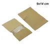 9x14 cm 50st LOT KRAFT PAPER RESEALABLE CLEAR Fönster Food Ventil Pack Väskor för torkade nötter med fönster REUSABLE CRAFT LAGRING Packningspåsar
