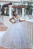 Said Mhamad Cathedral Train Abiti da sposa di lusso Abiti da ballo Arabo Dubai Vestido De Novia con perline Fiori floreali 3D Abiti da sposa