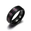 Groothandel nieuwe mode eenvoudige stijlvolle 8mm ring 6 kleuren titanium stalen ring groove ring heren ringen afgeschuinde rand ringen voor mannelijke gratis verzending