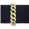 Couleur or hip hop glacé bling bling 1.5 cm de largeur avec 20 cm de long taille bracelet à maillons cubains pour hommes bijoux