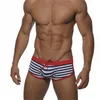 Quick Dry Boxer Swim Trunks Men Stripe Sexy Briefs Swimming Shorts Summer Beachwear Pool Maillot De Bain Swimsuit