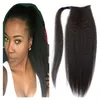 Yaki rabo de cavalo em linha reta Cabelo Humano para as mulheres negras afro rabos de cavalo Perucas cordão envoltório em torno de extensões de cabelo rabo de cavalo 120g