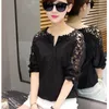 Wholesale- Camisas Femininas 2017 White Shirt Women Tops Hollow Out Flowers Cotton Lace Blouse moda mujer Korean Fashion Vetement Femme 5XL