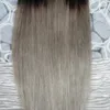 Nuovo Applicare Estensioni Dei Capelli Micro Link Umani 10 "-26" 1B Estensioni Dei Capelli Micro Loop Ombre Grigie 100g 100s Estensioni Dei Capelli Micro Ombre Argento