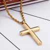 Cross Necklace For Men New Fashion High Polished Stainless Steel Gold Color Cross Pendant Necklace Male Cheap Jewelry