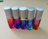 10pcs/lot 20*63mm Thick 5ML Gradient Color Glass Roll On Essential Oil Bottle Empty Steel Roller Ball Bottles C2202