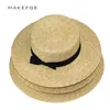 summer hats for women Flat Top Straw beach hat Panama Hat summer for women straw snapback