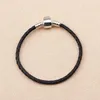 Pulseiras masculinas de couro preto 100% real para prata 925 Pandora Charms Bracelet Melhores joias de presente para mulheres e homens